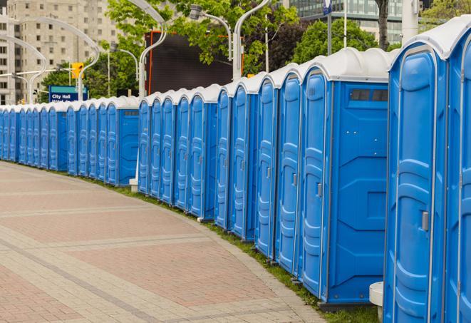Seasonal porta potty units set up at a Moultrie, Georgia venue